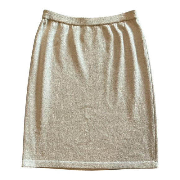 St. John By Marie Gray Knit Pencil Skirt, Size 14, Color Cream, Pull On, Classic - Picture 3 of 9